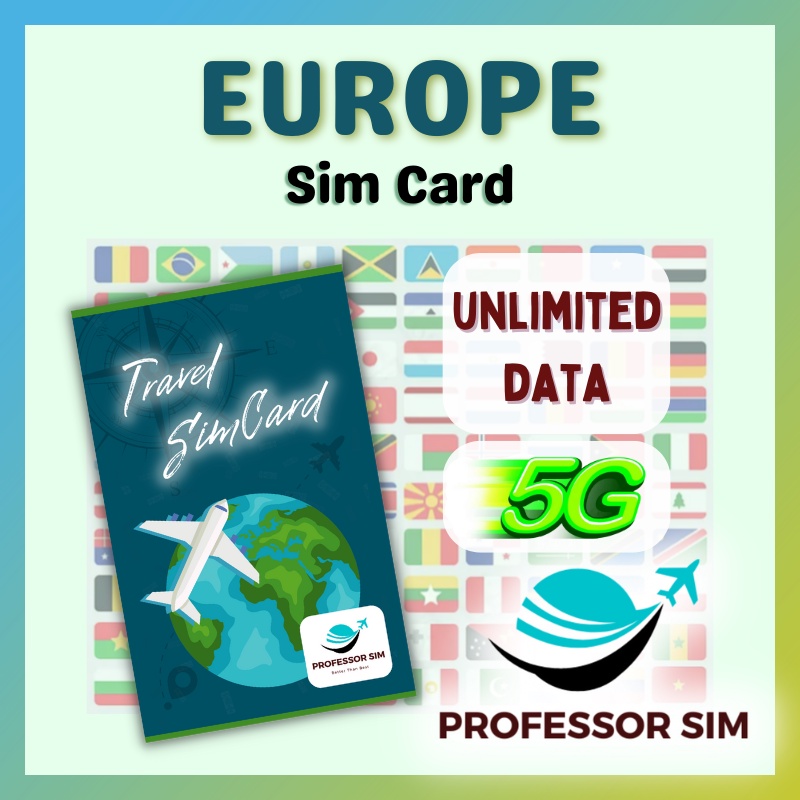 Europe 4G 5G Data Travel Sim Card (Multi Country) Switzerland / Italy / France / Germany