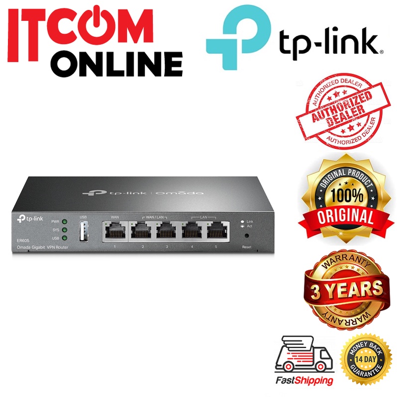 TP-LINK SAFESTREAM 5-PORT MULTI-WAN GIGABIT VPN ROUTER (TL-R605)(ER605)  Shopee Malaysia