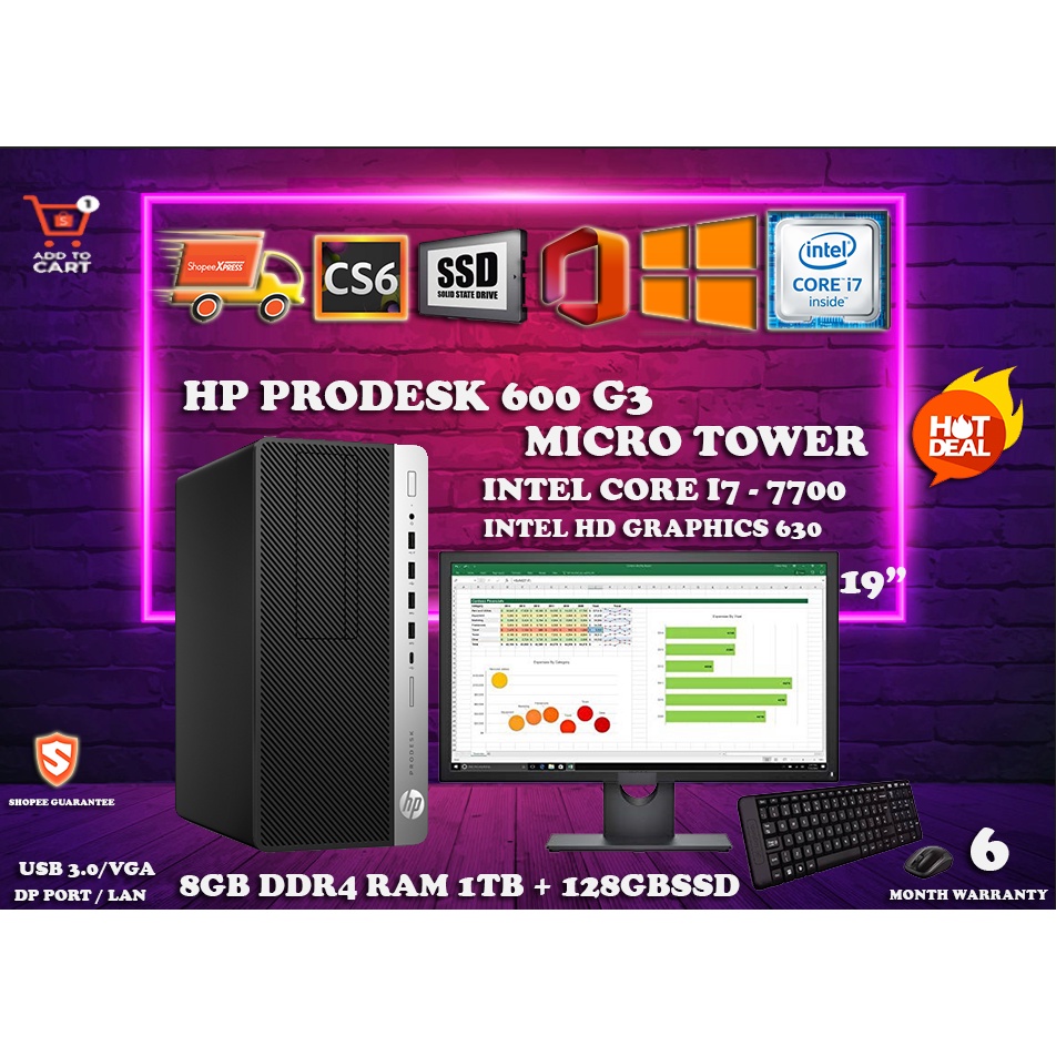 HP PRODESK 600 G3 MICRO TOWER CORE I7 7TH GEN GAMING & BUSINESS PC