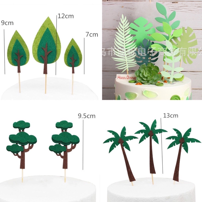 Woodland Green Trees Cake Topper, Handmade Woodland Theme Cake Decorations, Birthday Baby Party