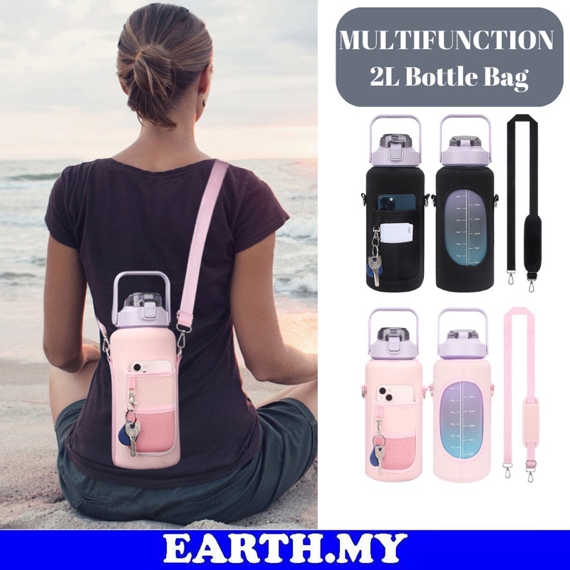 2L Water Bottle Covers Bag Large 2000ML Capacity Motivational Water