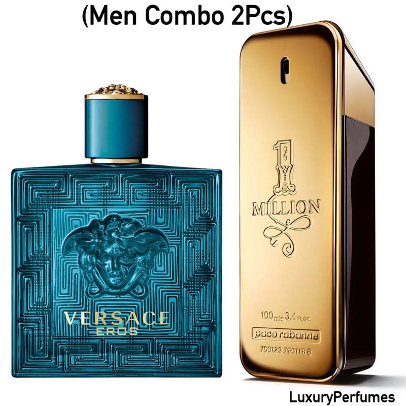 100ml Bundle 2pcs Versace Eros EDT Paco Rabanne 1 Million EDT