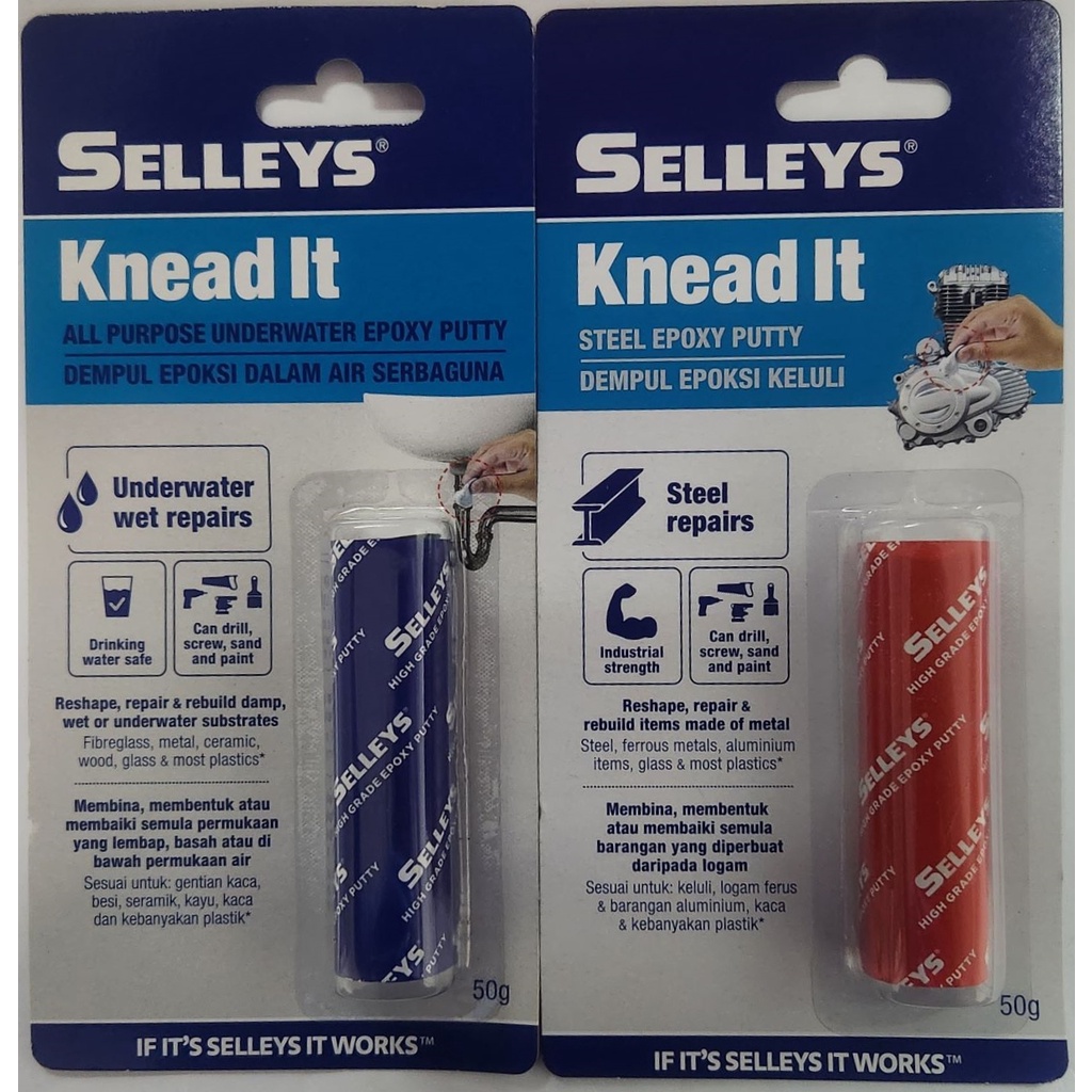 SELLEYS KNEAD IT EPOXY PUTTY UNDERWATER & STEEL 50G Shopee Malaysia