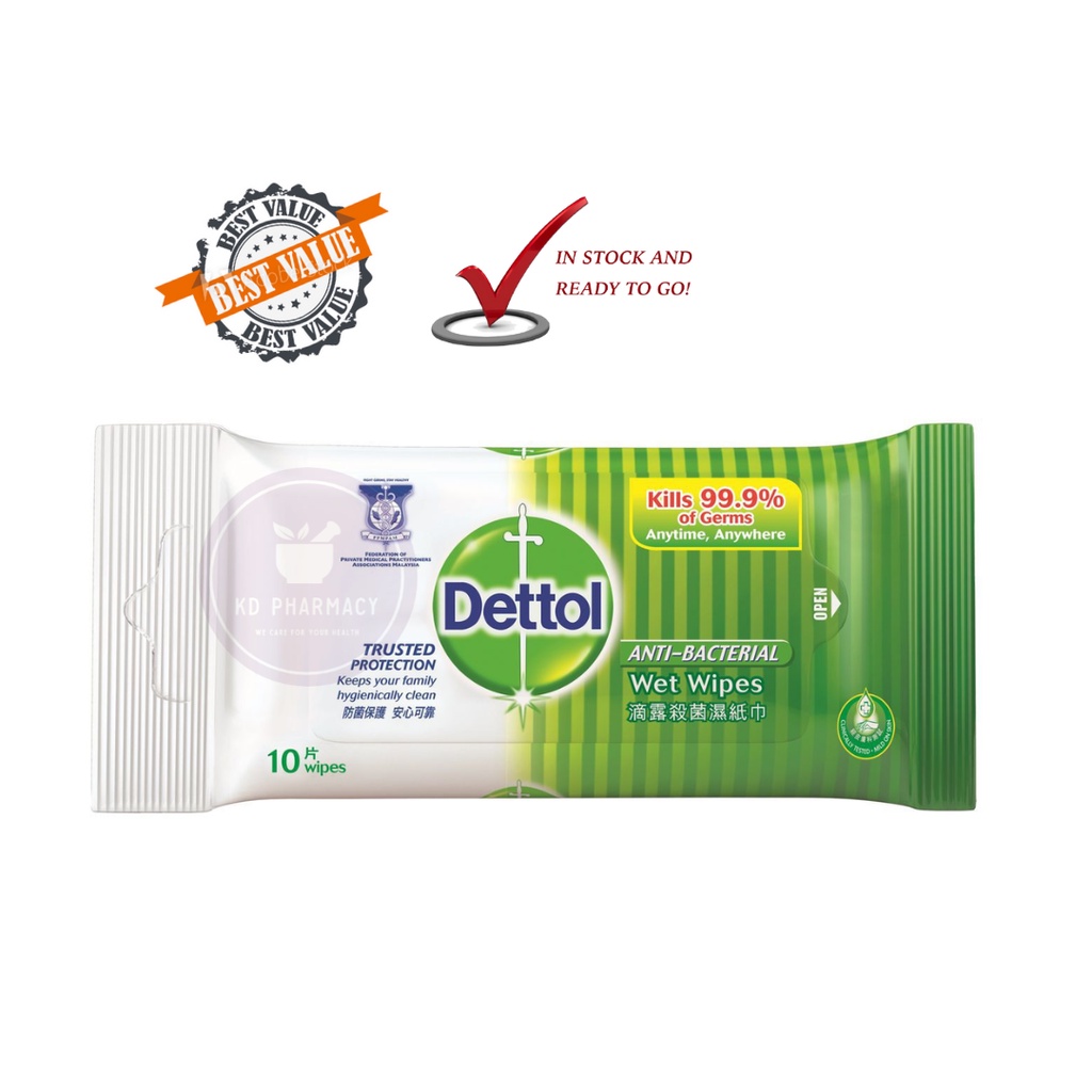 Dettol Anti Bacterial Wet Wipes 10s Tisu Basah Anti Bakteria Dettol Wipes Shopee Malaysia 2228