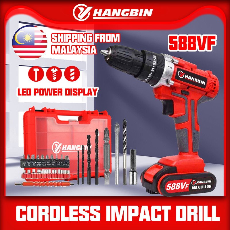 588VF impact Drill Cordless Hand Drill Set Lion Battery Car Electric