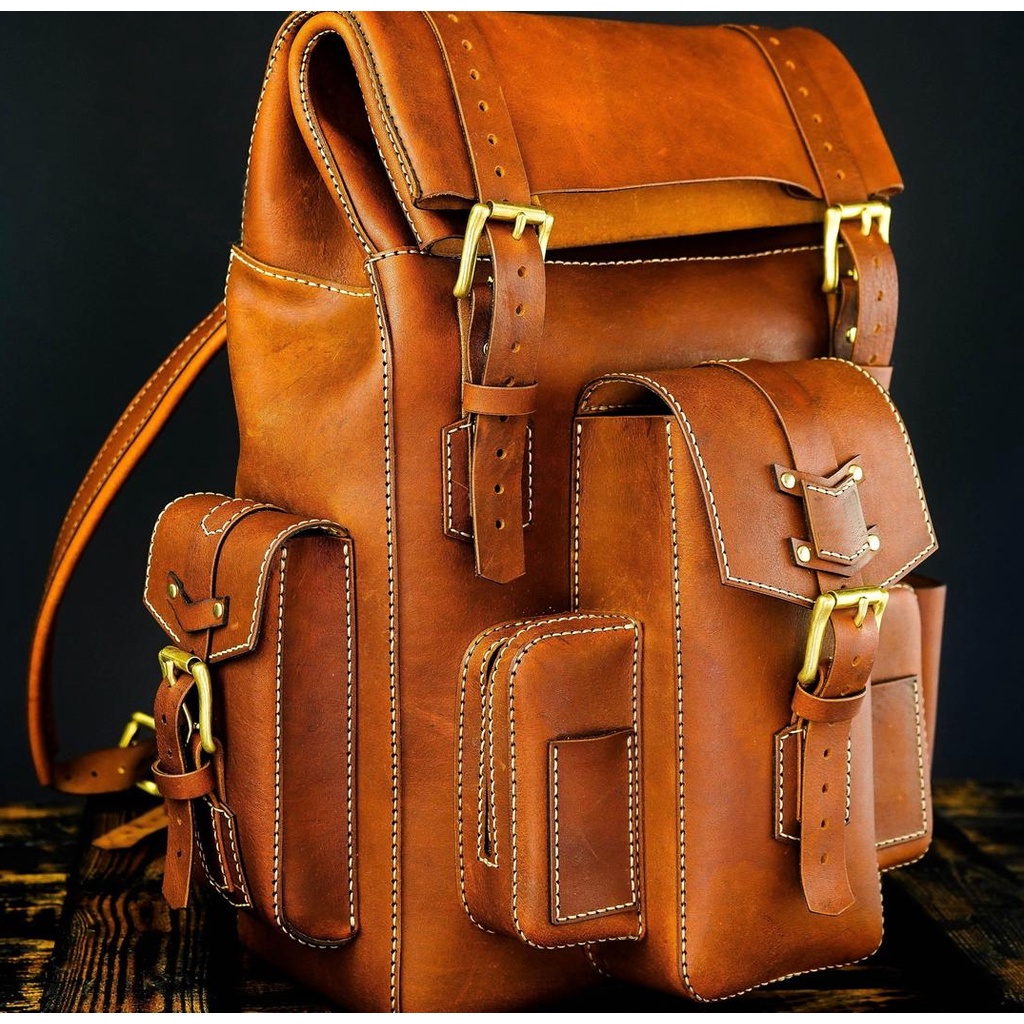 Leather Pattern: Roll Top Backpack (A4 papers) | Shopee Malaysia