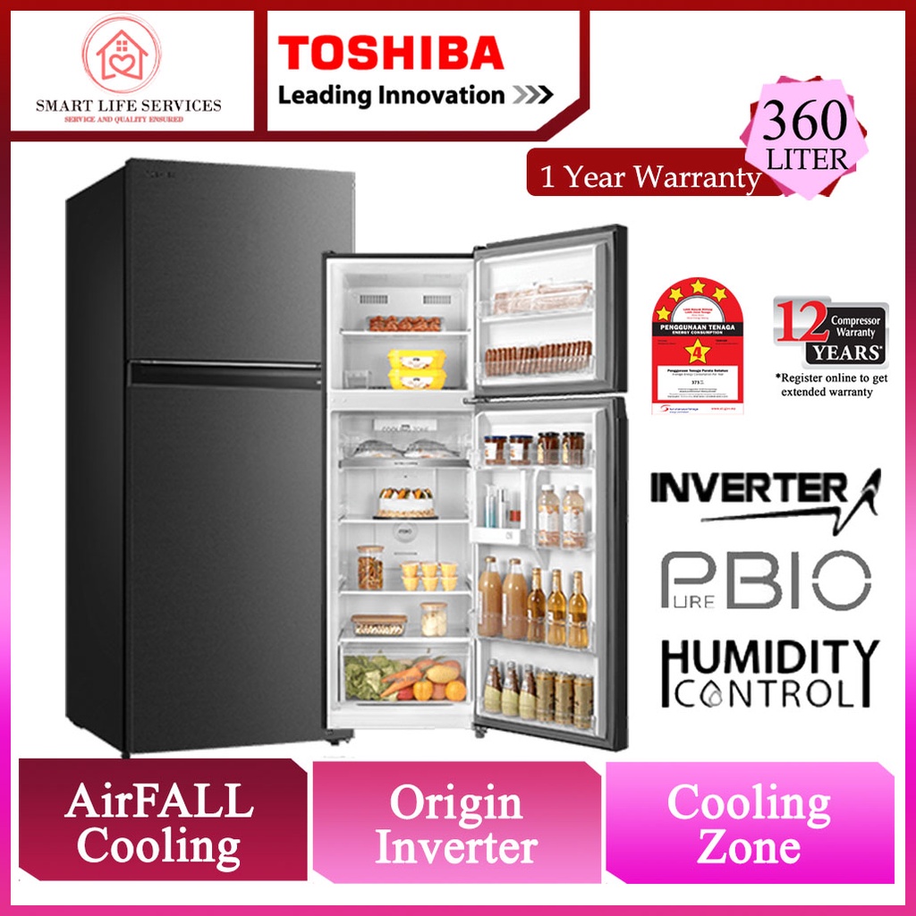 【LOWEST PRICE】Toshiba Inverter 360L 2Door Refrigerator GRRT416WEPMY