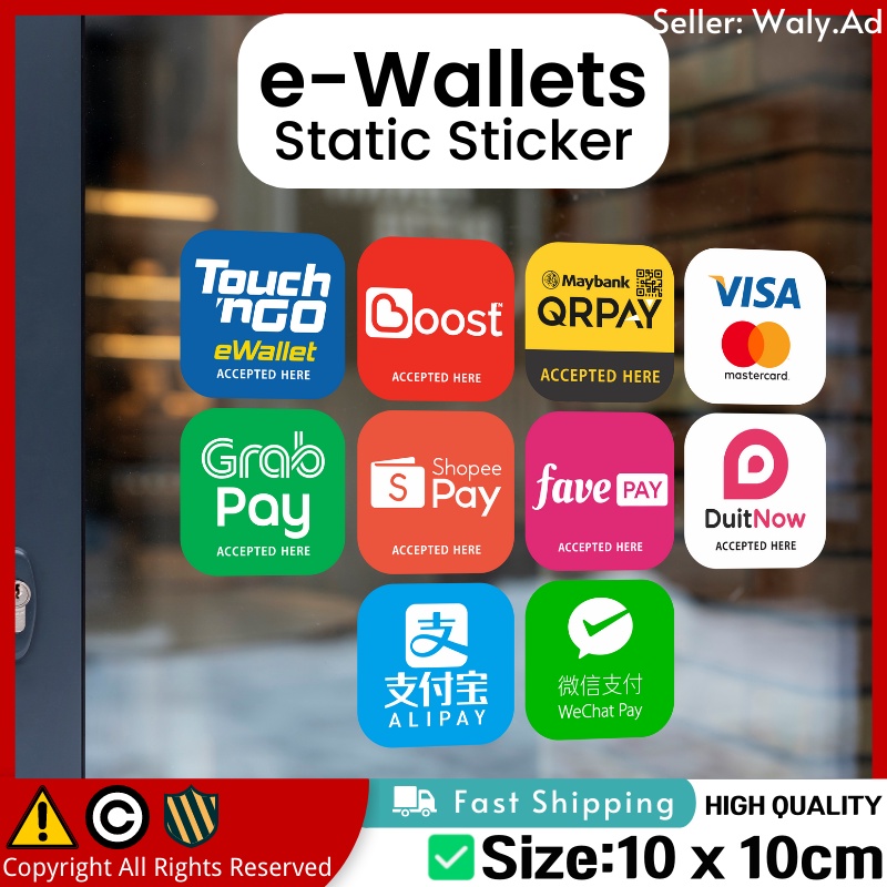 Premium e-Wallets Stickers Door Window Mirror Malaysia e-Wallet ...