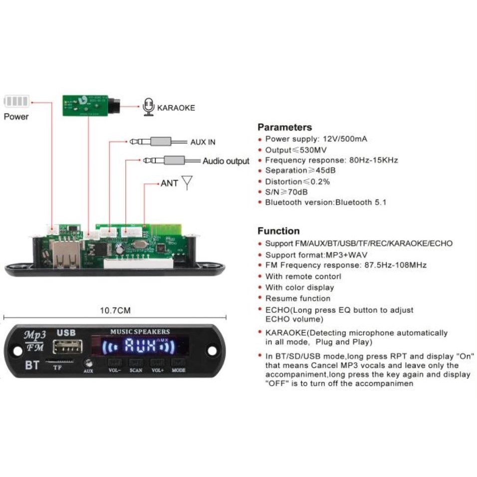 Bluetooth MP3 Kit Assembled MP3 Bluetooth Player Remote PLG | Shopee ...