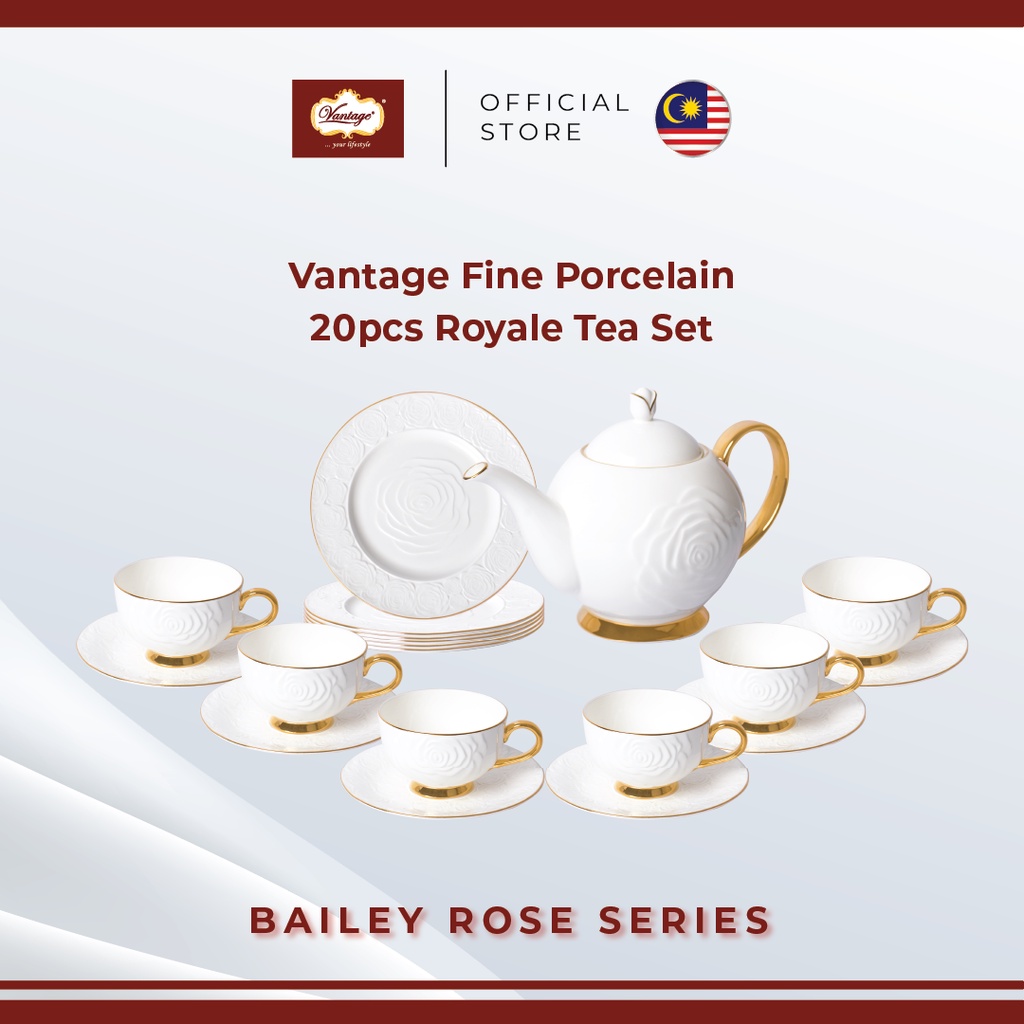 Vantage Royale 20pcs Bailey Rose Tea Set(Embossed Rose) | Shopee Malaysia