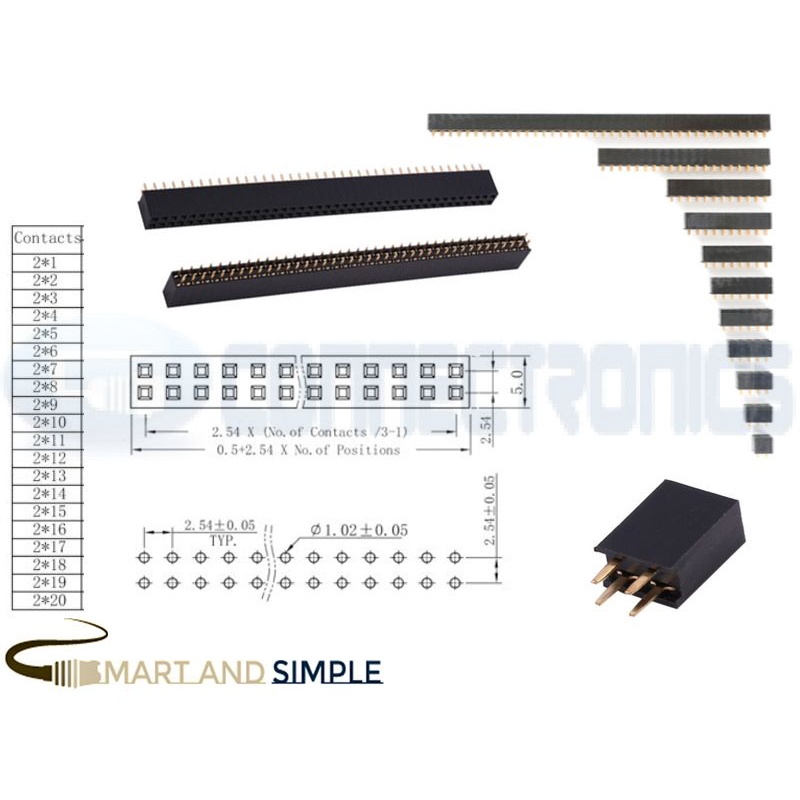 STRAIGHT FEMALE HEADER DOUBLE ROW PIN HEADER 2.54mm SS-DPH | Shopee ...