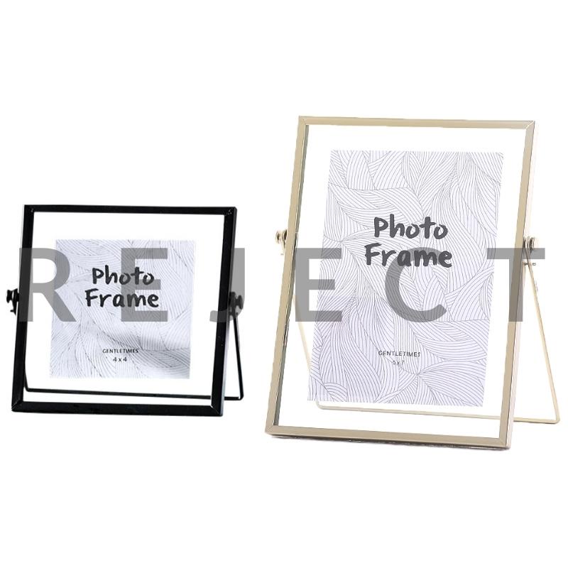 REJECT Gold Black Glass Metal Floating Pressed Leaf Picture Display