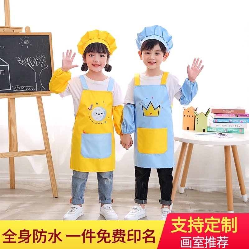 Topi chef kanakkanak dan apron tiga keping set pembakar kanakkanak