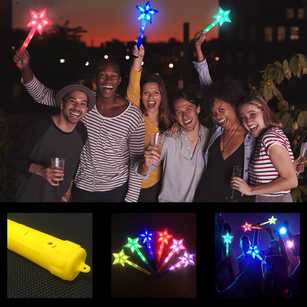 Led Stick Large Fivepointed Star Les Light Up Flashing Wand Princess