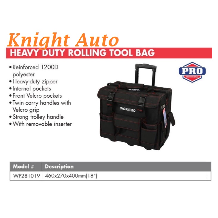 WORKPRO WP281019 450mm(18") heavy duty Rolling Tool Bag Shopee Malaysia