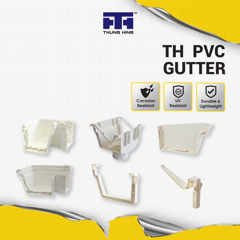 Thung Hing TH PVC GUTTER Rain Gutter Joiner Bracket Outlet Stop End