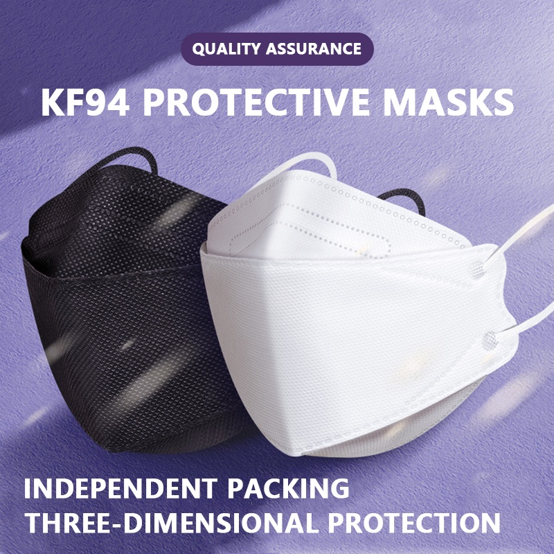 50pcs Kf94 Face Mask 4 Layer Nonwoven Protection Filter 3d Anti Black