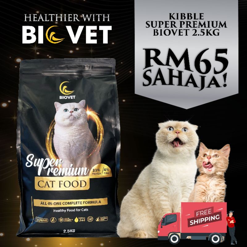 BIOVET KIBBLE SUPER PREMIUM Cat Food 2.5KG & 500G Ready Stock Shopee
