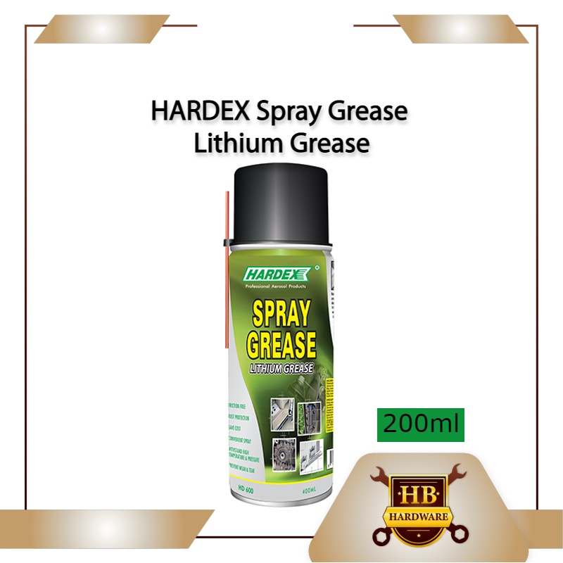 HARDEX Spray Grease Lithium Grease 200ml / 400ml (HD600) Shopee