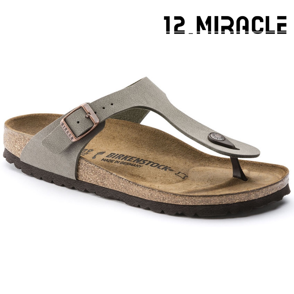 Birkenstock Gizeh Birko Flor Nubuck Sandals Stone