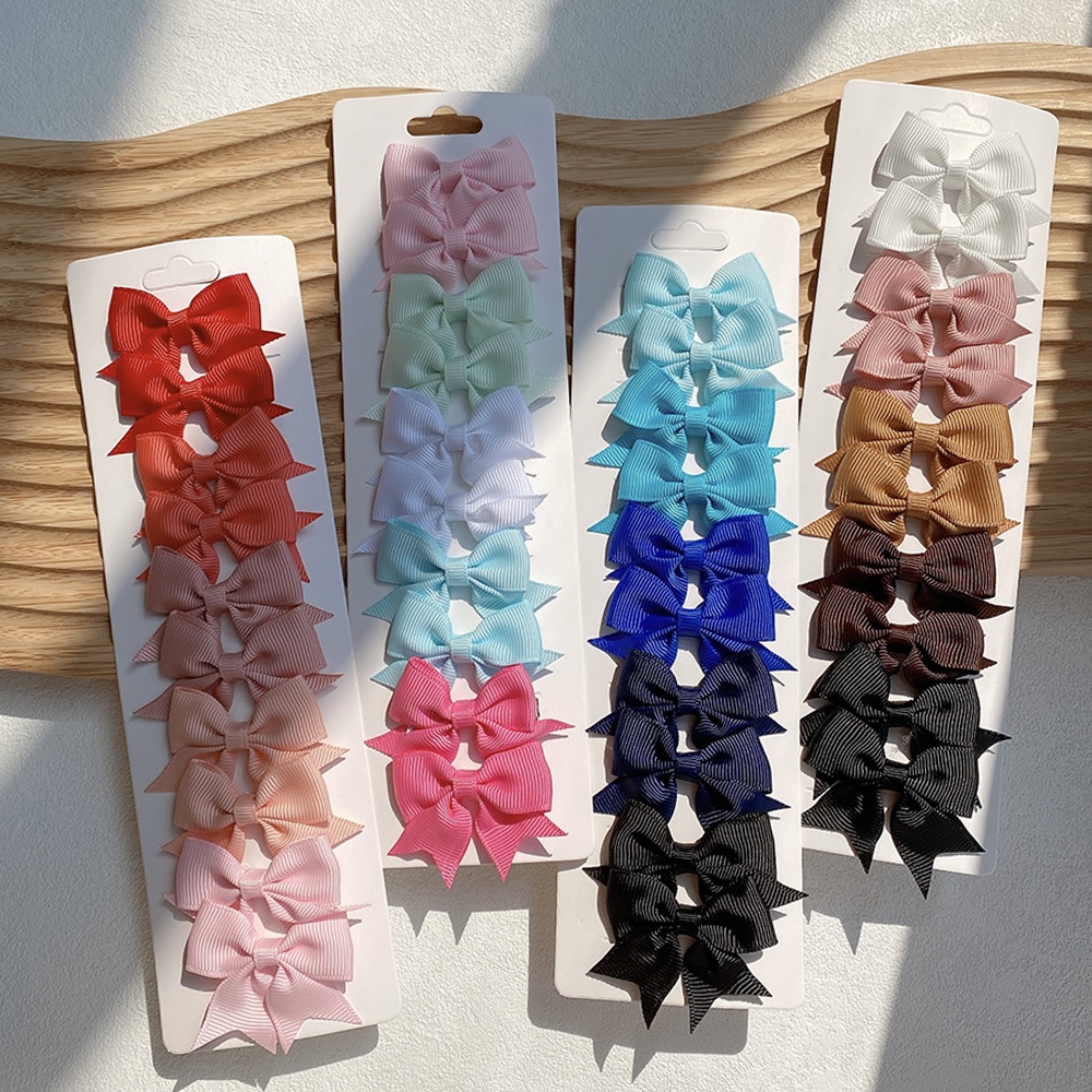 KidsBows Handmade Mini Ribbon Bows Hair Clips (10 Pcs) | Shopee Malaysia