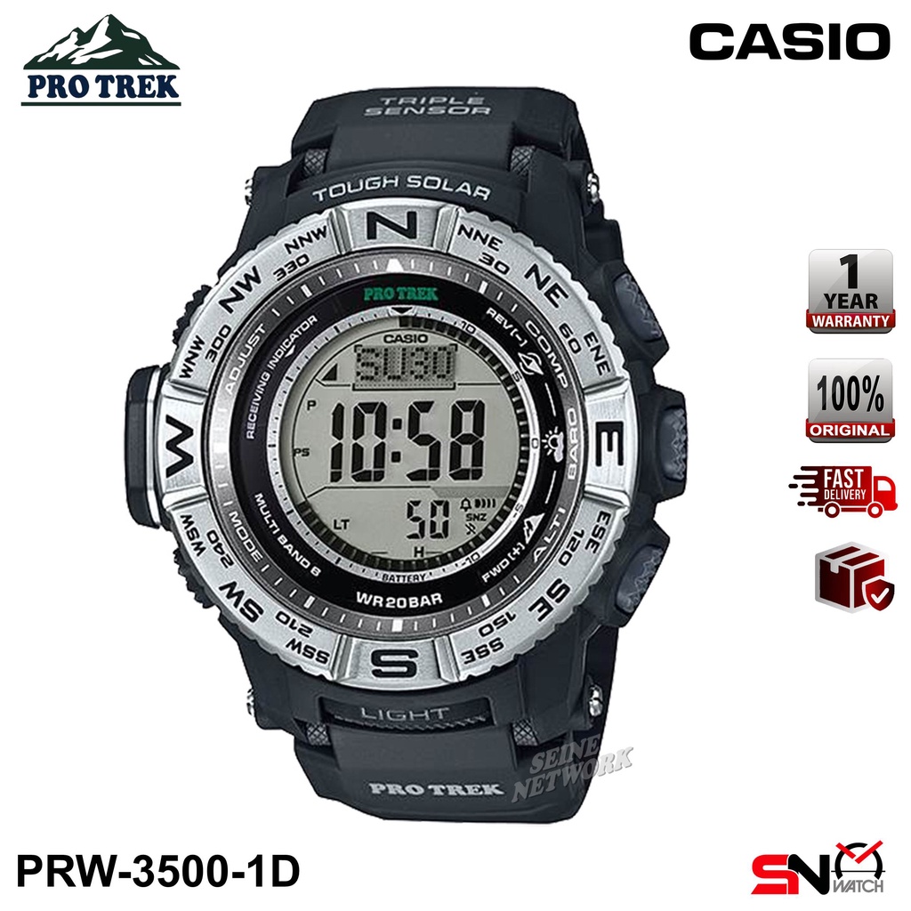 Casio Protrek PRW 3500 PRW 3500SYT PRW S3500 Triple Sensor Tough Solar Digital Men Sports Watch Shopee Malaysia