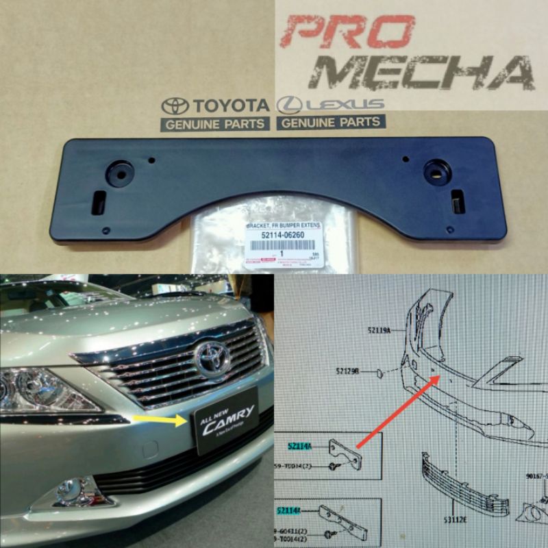 Front Bumper License Plate Bracket For 2015-2017 Toyota Camry LE – Direct Replacement, Black Plastic
