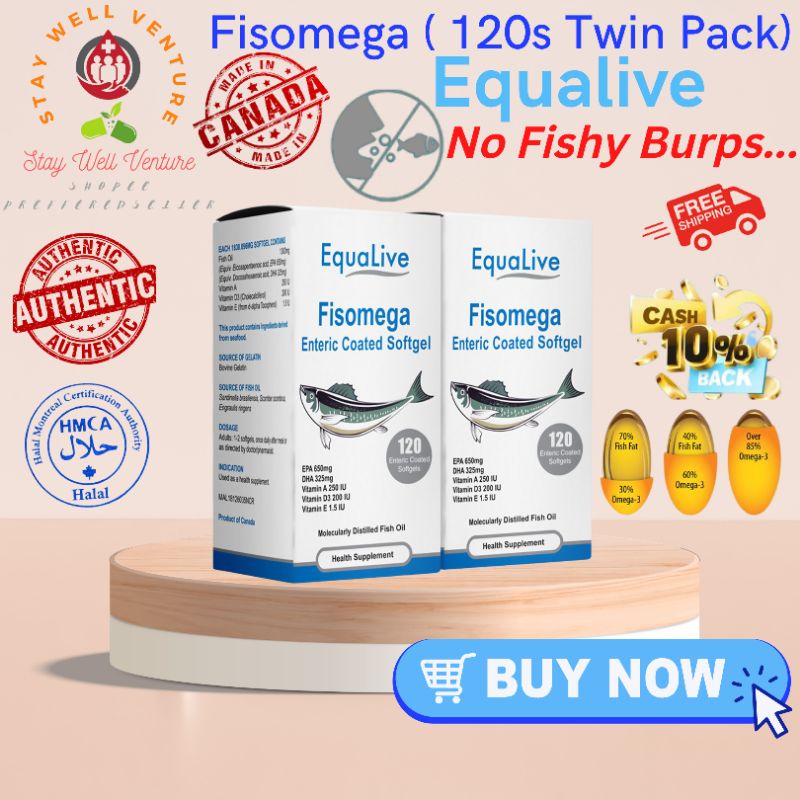 Equalive fisomega Enteric coated fish oil ( High strength ) Halal omega