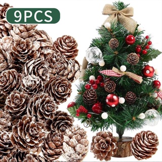 9pcs/lot White Silver Gold Pine Cones Christmas Decoration Ornaments  Natural Pine Cone for Christmas Tree