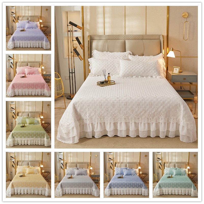 1 PC Princess Style Bedspread Queen/King /Super King Size White Color