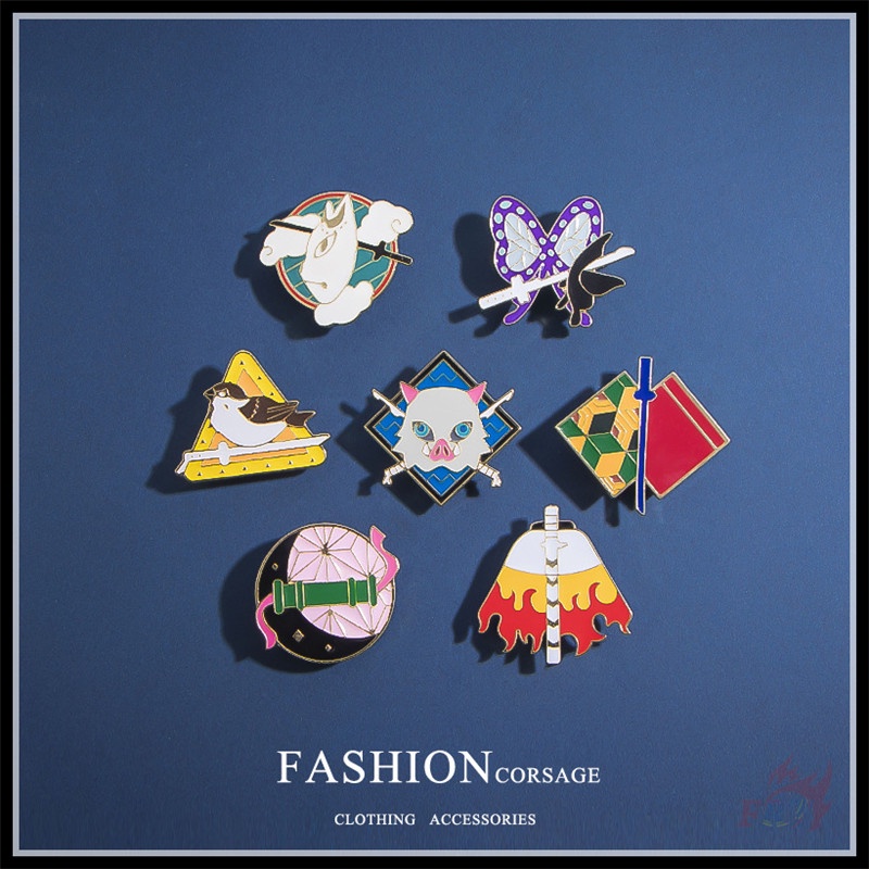 Demon Slayer - Anime Brooches ★ 1Pc Hashira Doodle Enamel Pins Backpack ...
