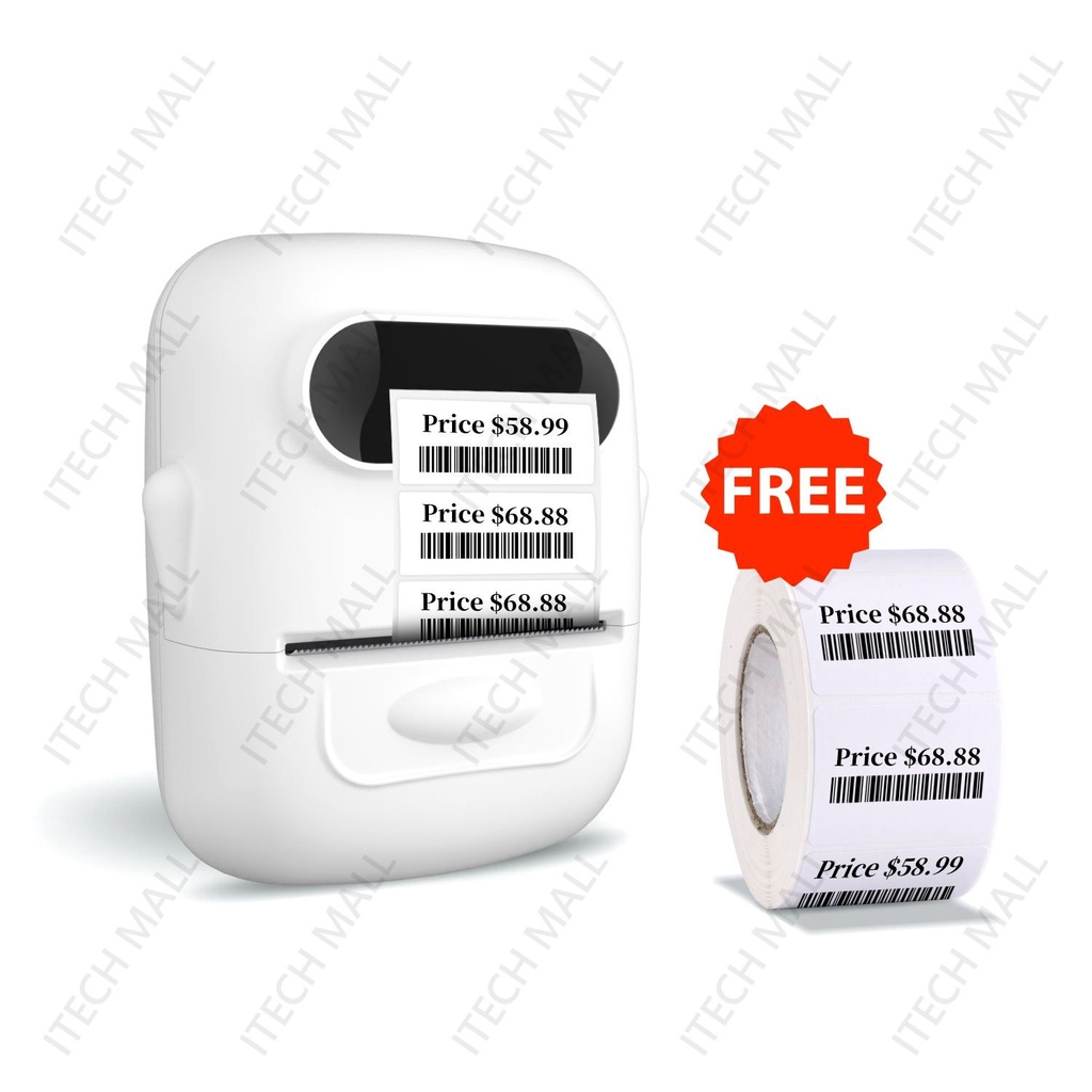 Portable Printer, Mini Pocket Wireless Bluetooth Thermal Printers With 1 Roll Printing Paper, BT Inkless Printing Gifts For Label Receipt Photo Notes Study Home Office (Blue