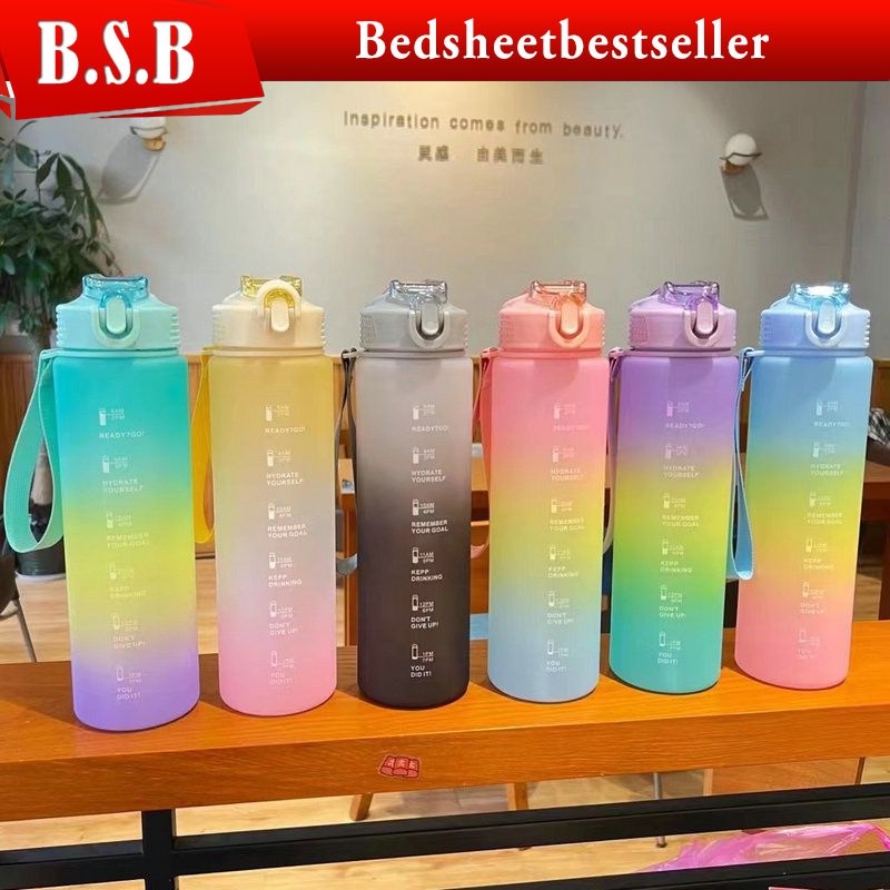 B.S.B 1000ML Gradient Color Frosted Water Bottle Botol Air | Shopee ...