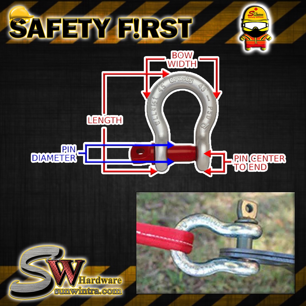 SW HARDWARE BOLT SCREW PIN BOW SHACKLE 5/8