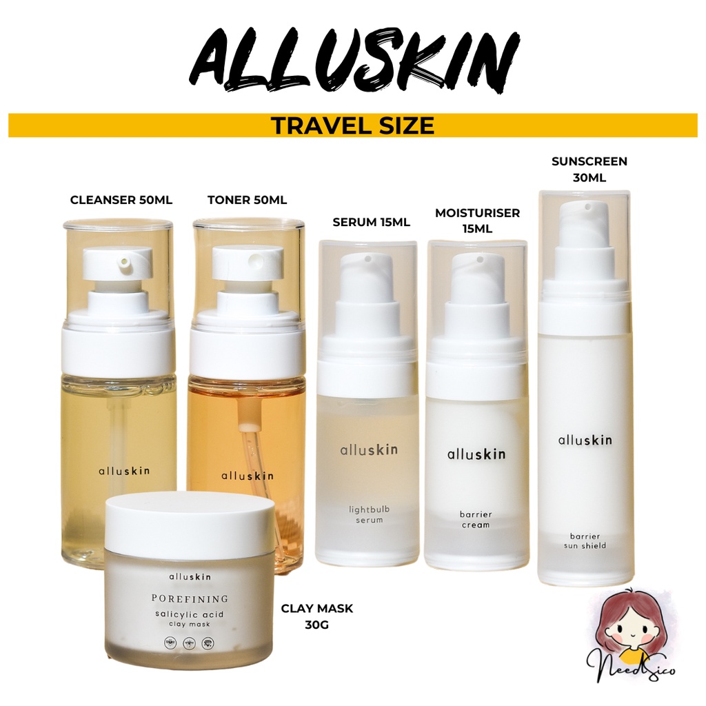 NEW BOTTLE ALLUSKIN TRAVEL SIZED CLEANSER TONER SERUM MOISTURISER SUNSCREEN MASK Shopee Malaysia