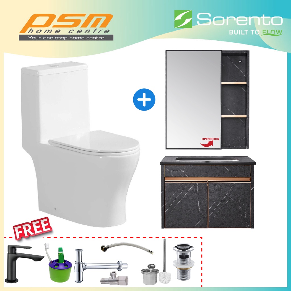 SORENTO One Piece Rimless Flushing Water Closet WC Bathroom Stainless