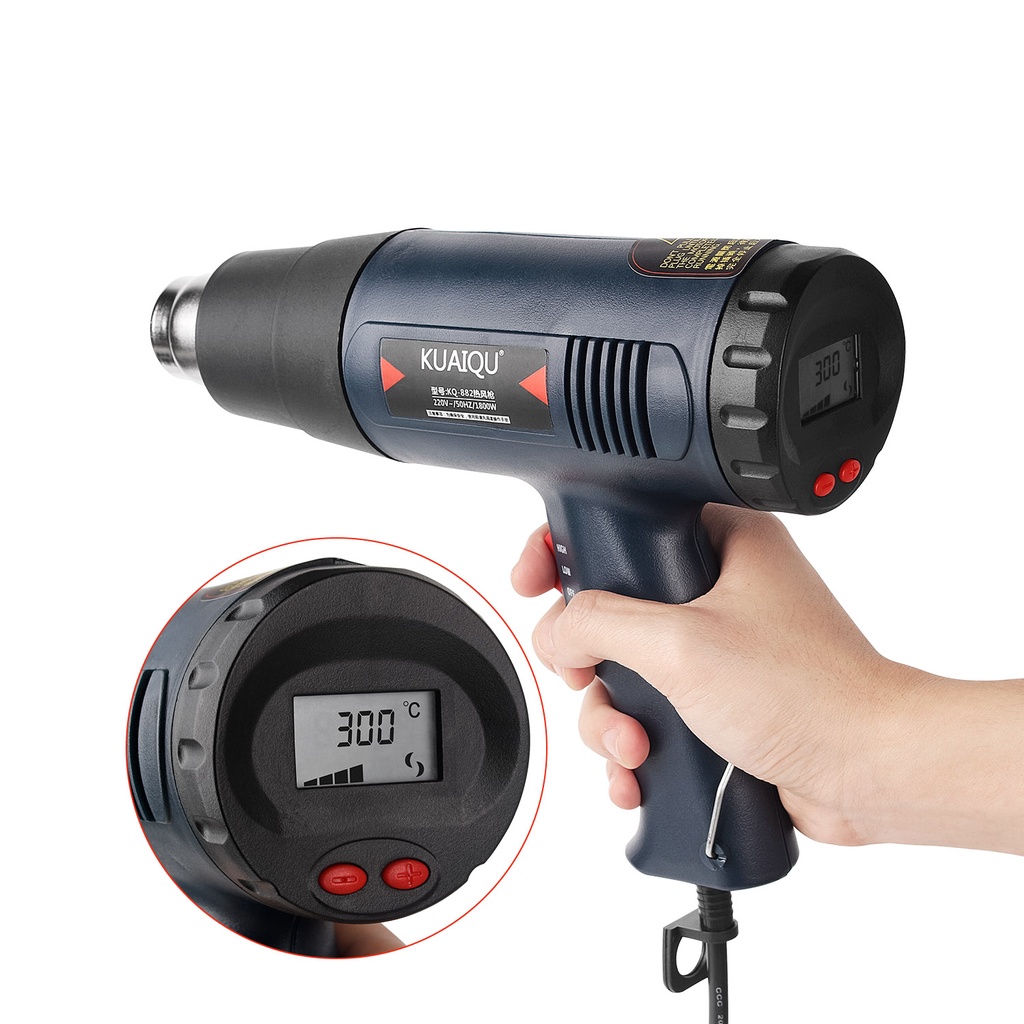 1800W Digital Adjustable Temperature Heat Gun 60~600℃ 220V Hot Air Gun ...