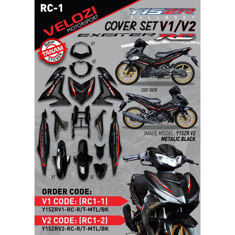 Coverset Body Y Y Zr V V V Yamaha Exciter Rc Hitam St Edition