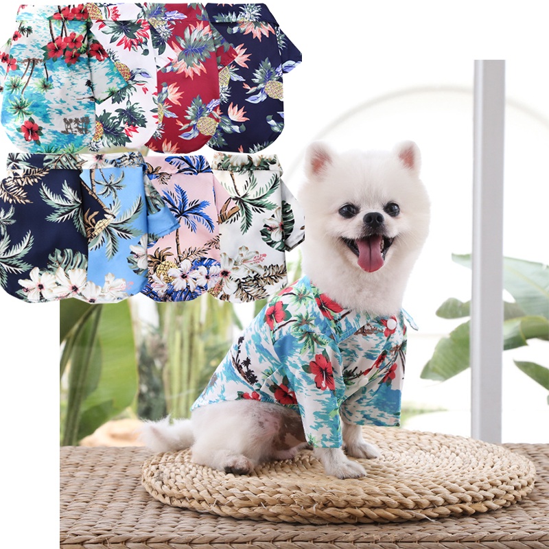 Pet beach pineapple shirt Hawaii pet dog 4 seasons clothing pet supplies