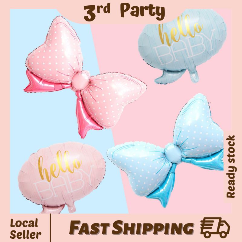 🎀Ribbon Bow Bowknot Foil Balloon Polka Dot Candy Pink Blue Ribbon ...