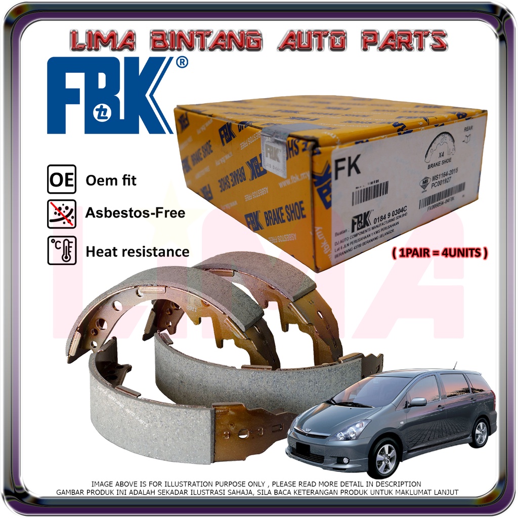 Toyota Wish ANE10 ZNE10 ZGE20 Rear Brake Drum Shoe , Brake Lining Shoes ...