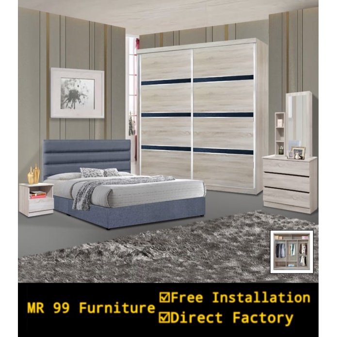 {Mr 99 Furniture}FREE SHIPPING Bedroom Set /Queen Bedframe/Sliding Door