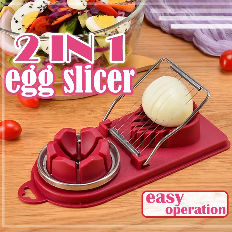 2 IN 1 Egg Slicer Stainless Steel Egg Sectioner Multifunction Slicing ...