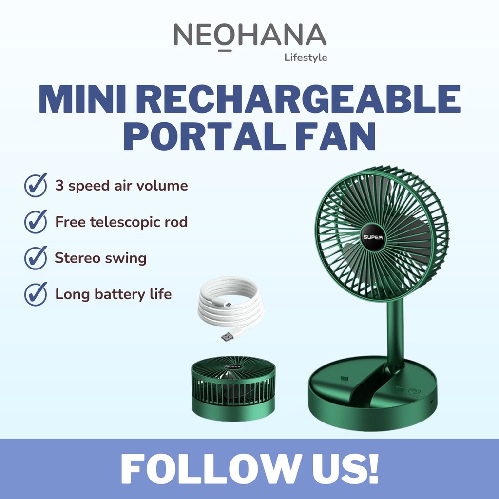 Portable USB Rechargeable Charging Mini Fan Kipas Folding Fan ...