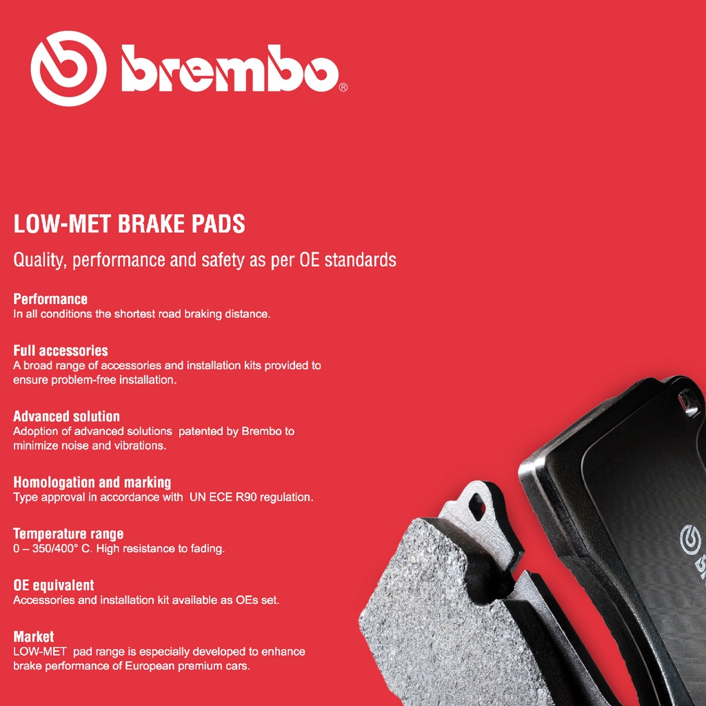 BREMBO Rear Pads 1 set   Compatible with Volvo S' 2.4, Volvo