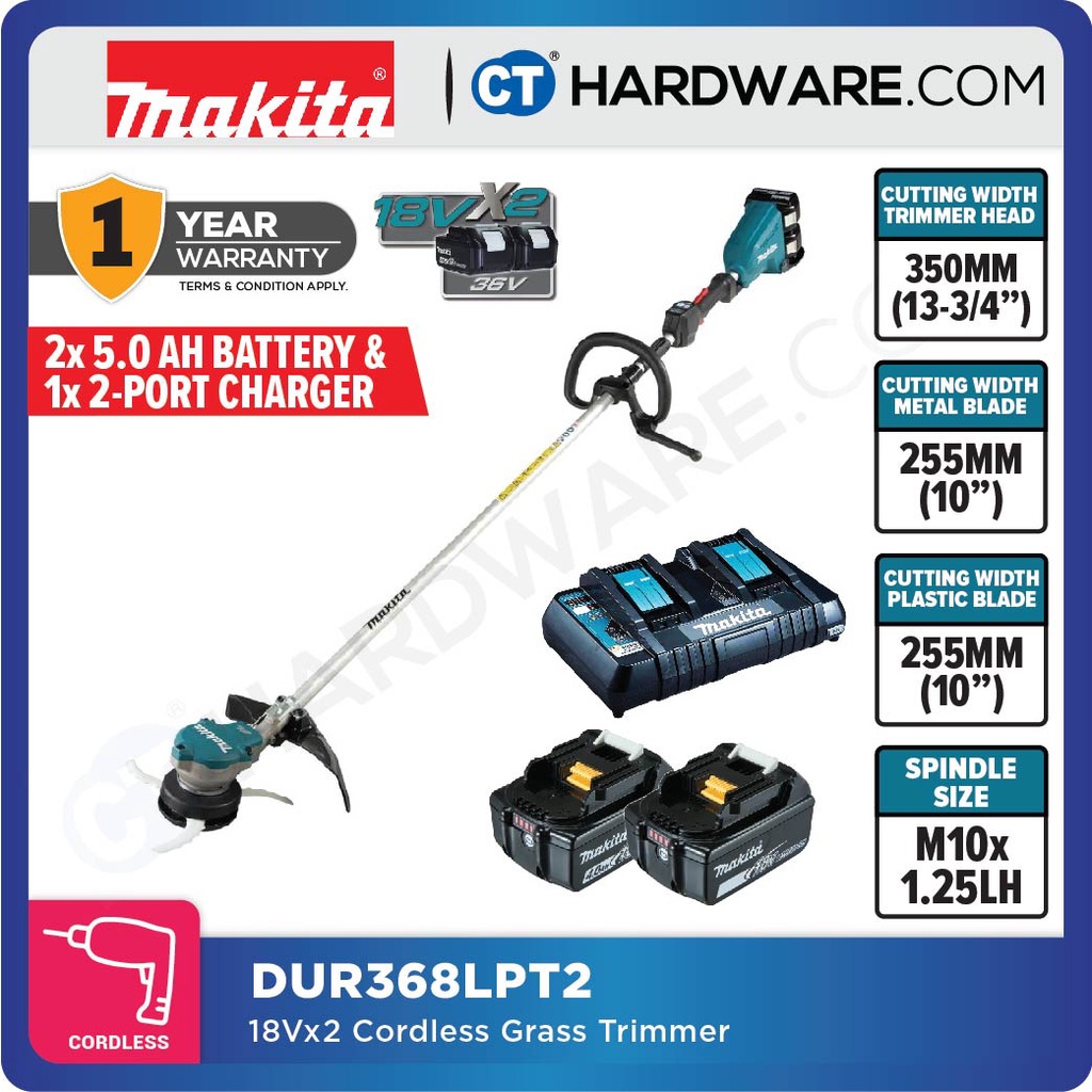 MAKITA DUR368LPT2 18Vx2 CORDLESS GRASS TRIMMER OPE OUTDOOR POWER