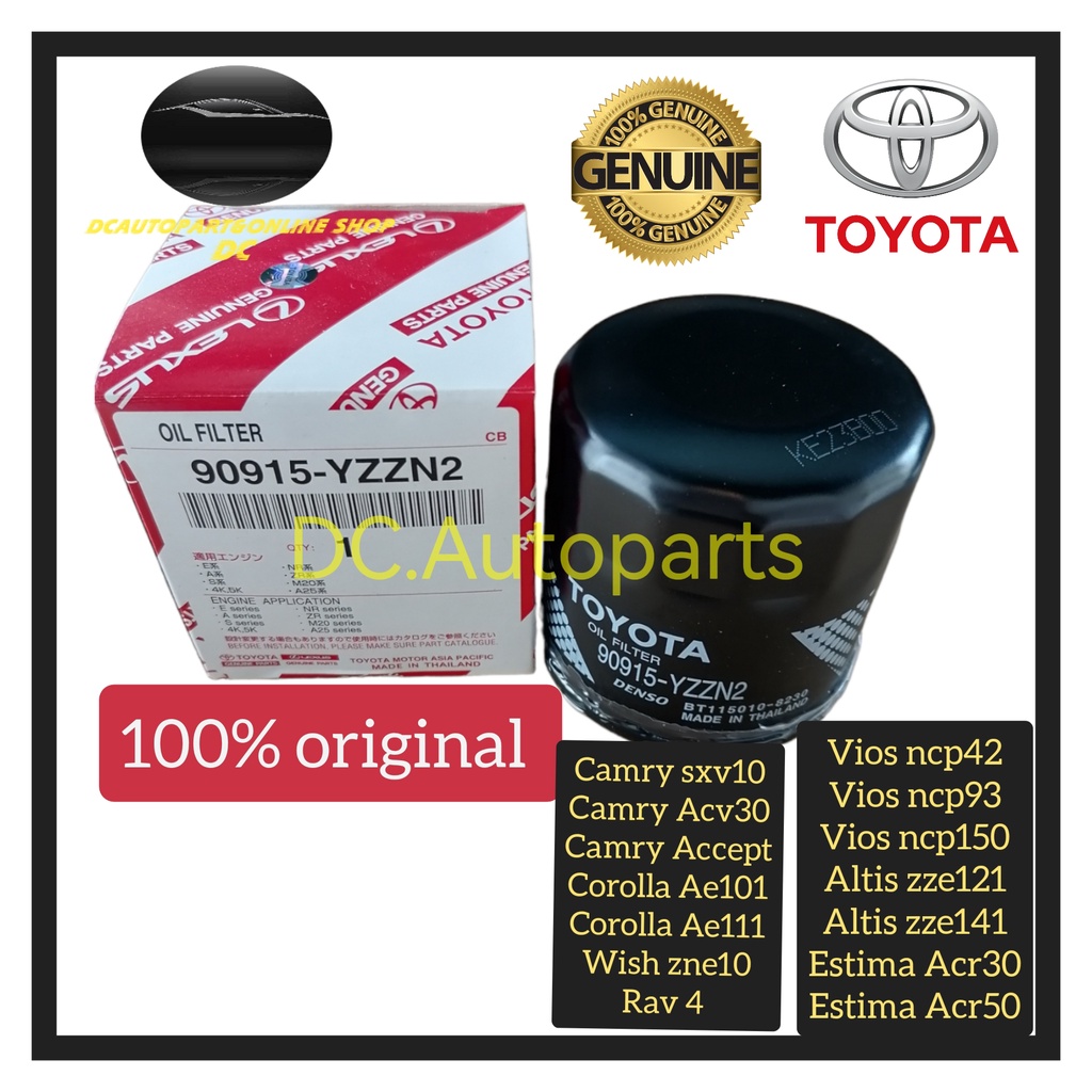 100% ORIGINAL TOYOTA OIL FILTER VIOS ALTIS CAMRY ESTIMA ACR50 WISH ...