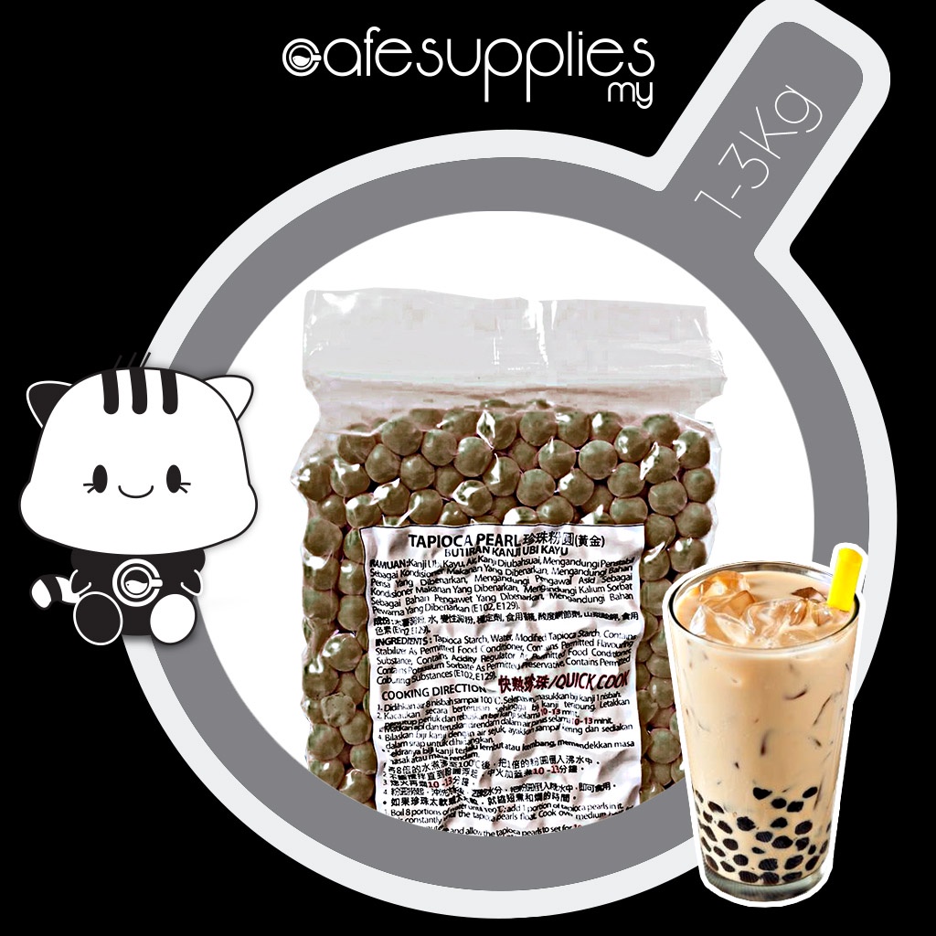 Halal Quick Cook Tapioca Bubble Tea Boba Pearl 3 KG 1 KG READY STOCK