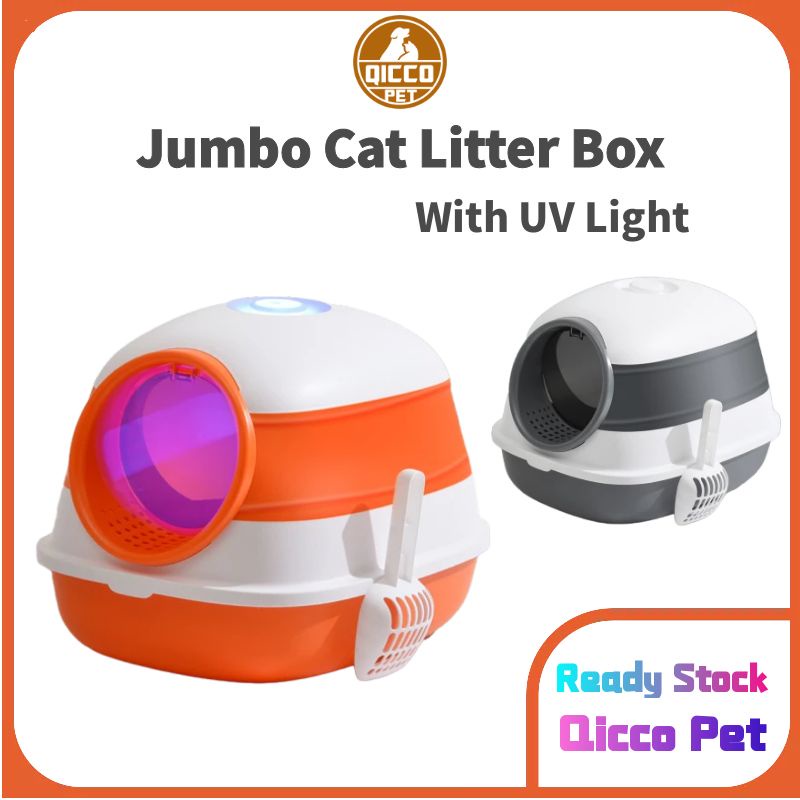 Qicco Jumbo Cat Litter Box with UV Sterilization Foldable Enclosed