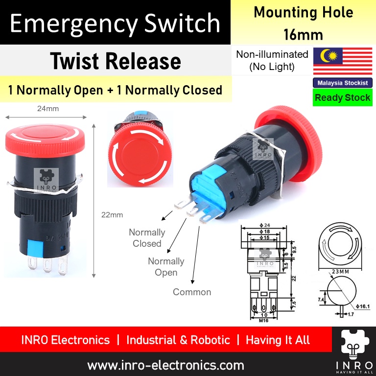 16mm 22mm 30mm Emergency Stop, Emergency Push Button, Emergency Switch ...